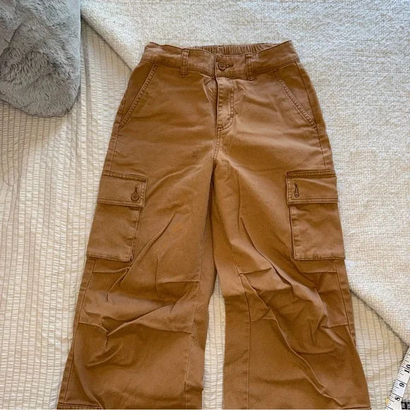 Tan Cropped Wide Leg Cargo Pants xs - Picture 2 of 6